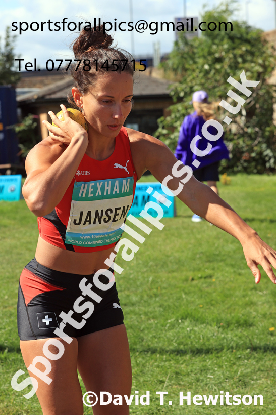 Heptathlon shot putt, 2025 EAP International Combined Events, Hexham, Northumberland.  Photo: David T. Hewitson/Sports for All Pics